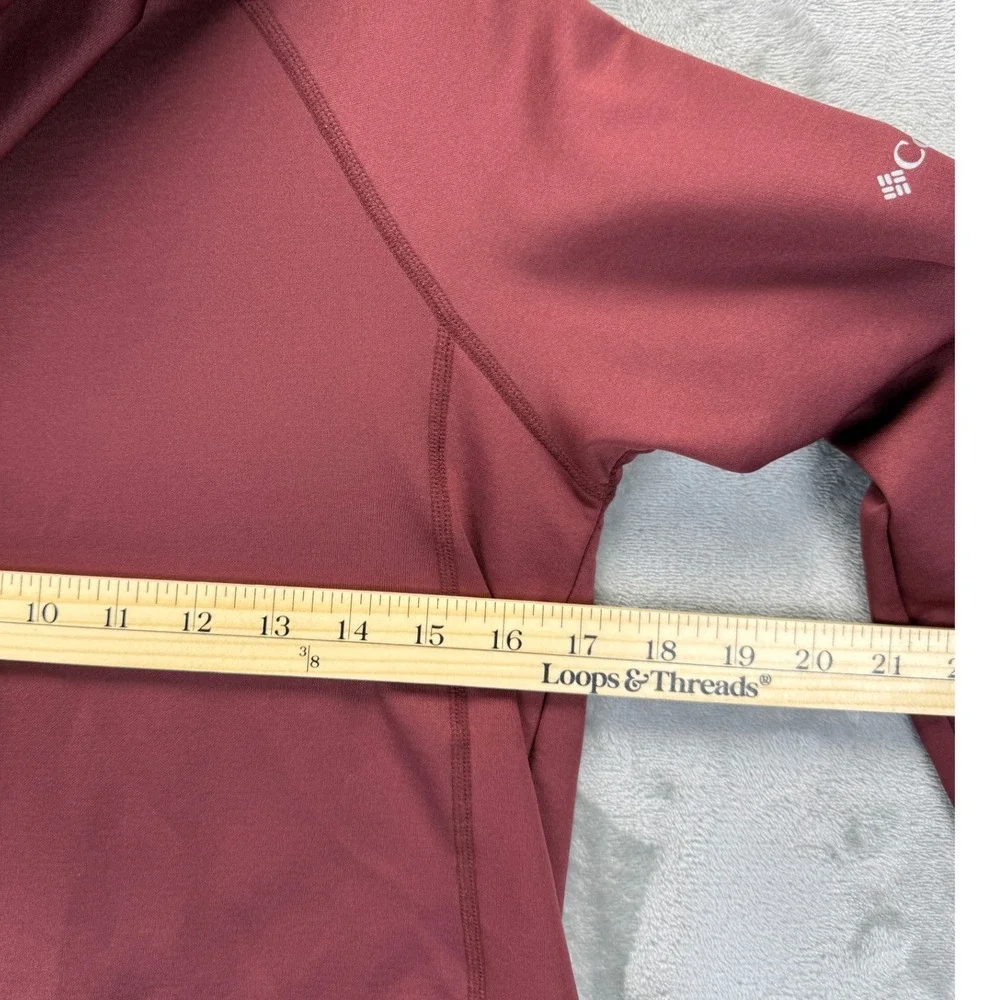 Columbia Womens Omni-Wick Pullover Hoodie Maroon Burgundy Fleece S Thumbholes - Picture 7 of 8
